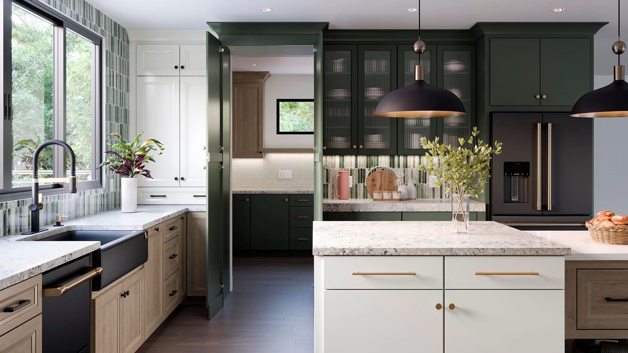 Warren in Maple Almond, Painted Linen with Sydney in Painted Sage
