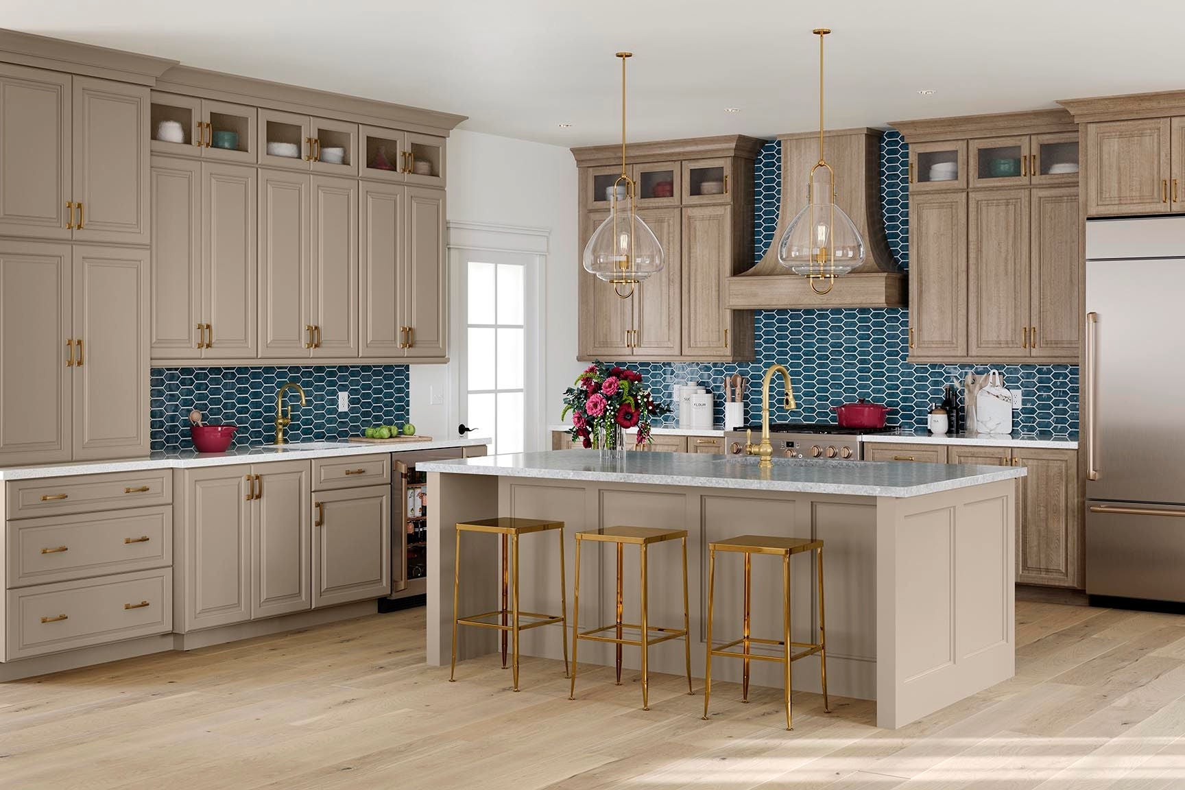Kitchen with Painted Oat cabinets