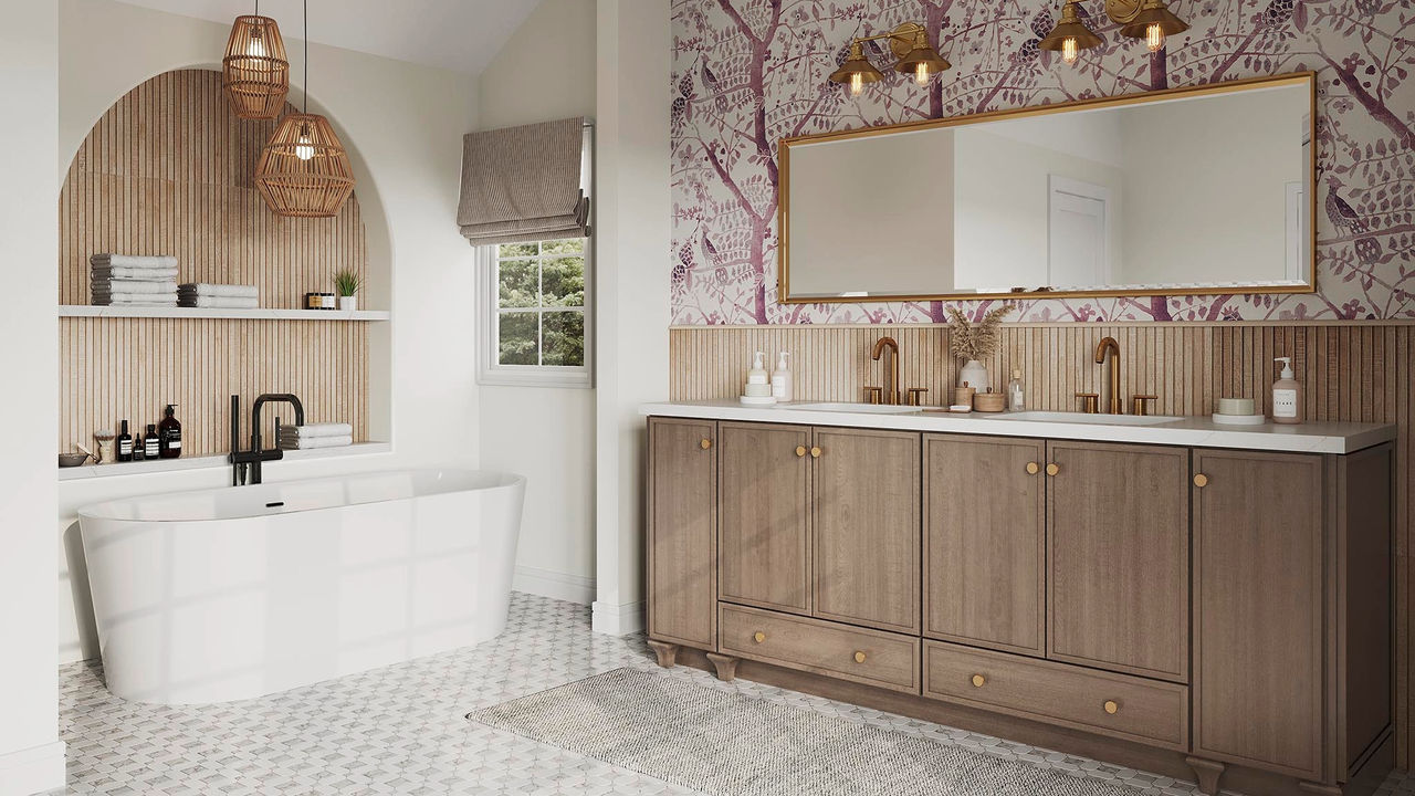 Vanity with maple cabinets