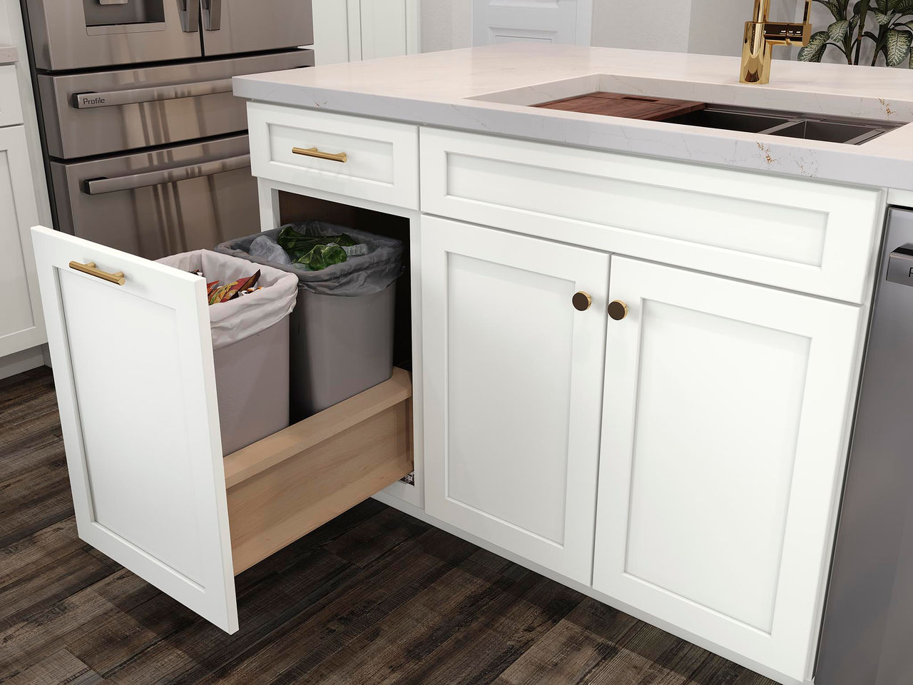base drawer wastebasket